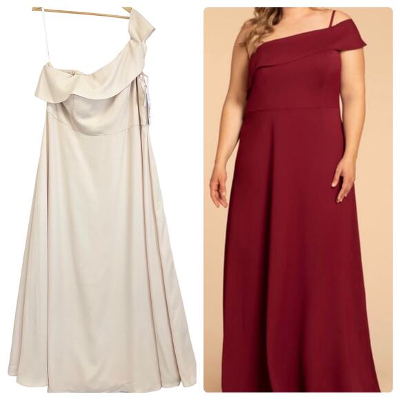 NEW Hayley Paige Occasions Plus Size 22 Bridesmaid Dress One Shoulder Cashmere